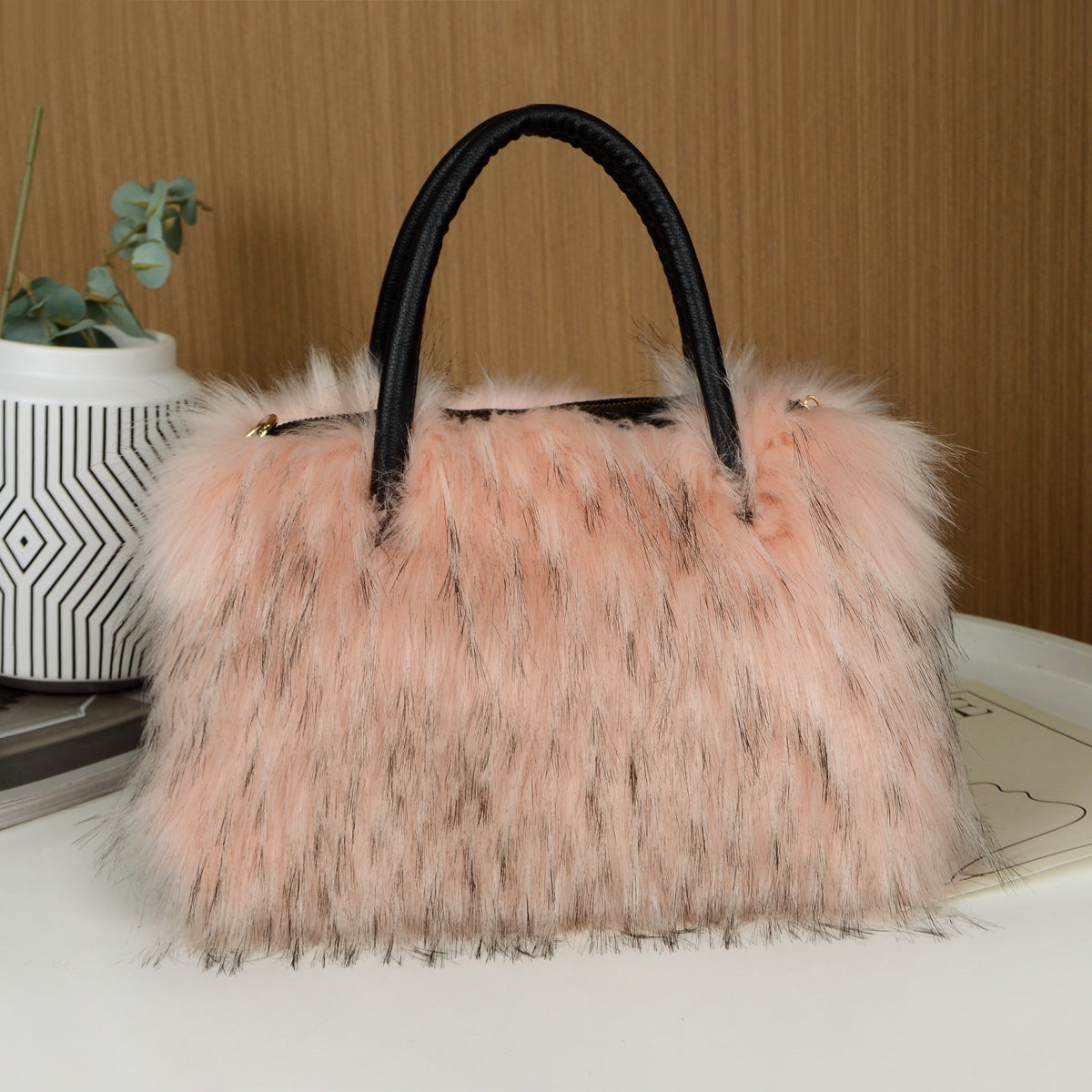 Fluffy Faux Fur Handbag, Small Handle Bag, Furry Bag Fuzzy Luxury Clutch