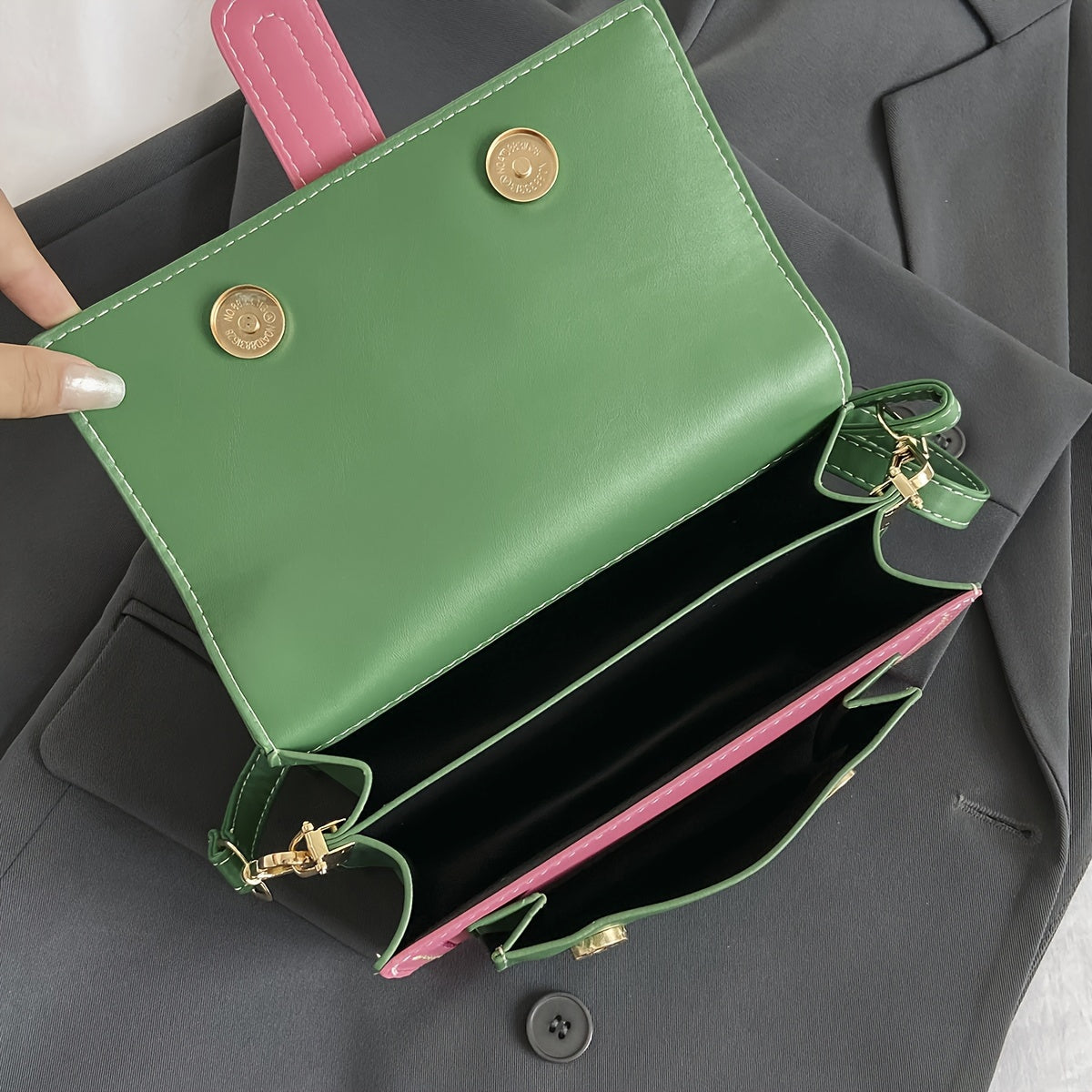 Trendy Color Blocking Crossbody Bag, Multi-layer Square Flap Handbag, Perfect Shoulder Bag For Daily Use